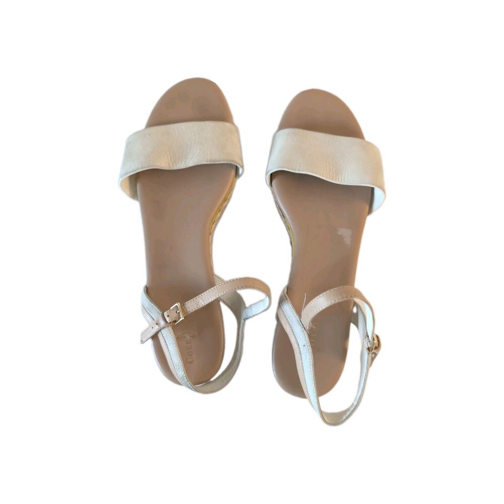 Cole Haan Ivory Leather Woven Platform Wedge Sandals Women's Size 9.5 B - Picture 6 of 11